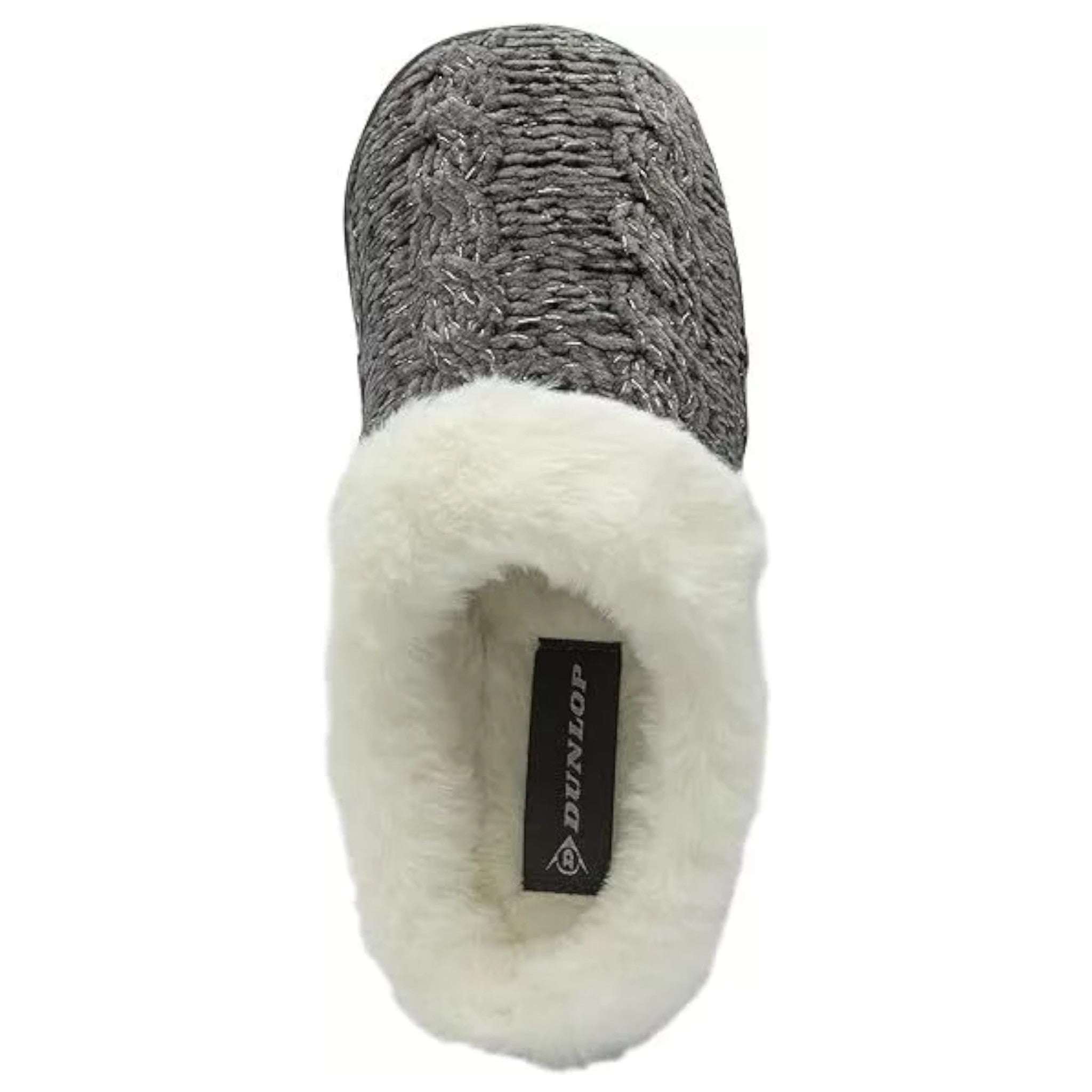 Ladies Comfortable Dunlop mule slippers for women with memory foam cushioned insole in charcoal